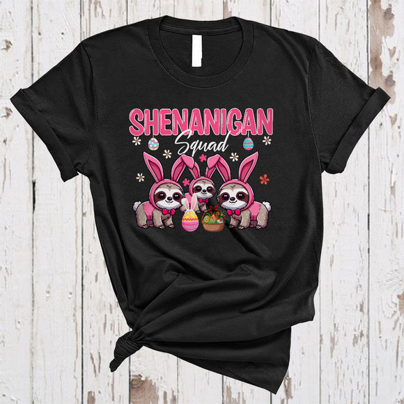 MacnyStore - Shenanigan Squad, Amazing Easter Day Three Bunny Sloths Wild Animal, Egg Hunt Group T-Shirt