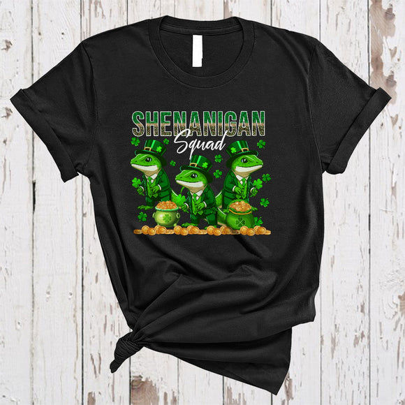 MacnyStore - Shenanigan Squad, Amazing St. Patrick's Day Three Lizard Wild Animal, Leopard Shamrock T-Shirt