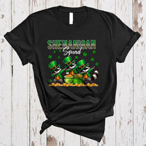 MacnyStore - Shenanigan Squad, Amazing St. Patrick's Day Three Raccoon Wild Animal, Leopard Shamrock T-Shirt