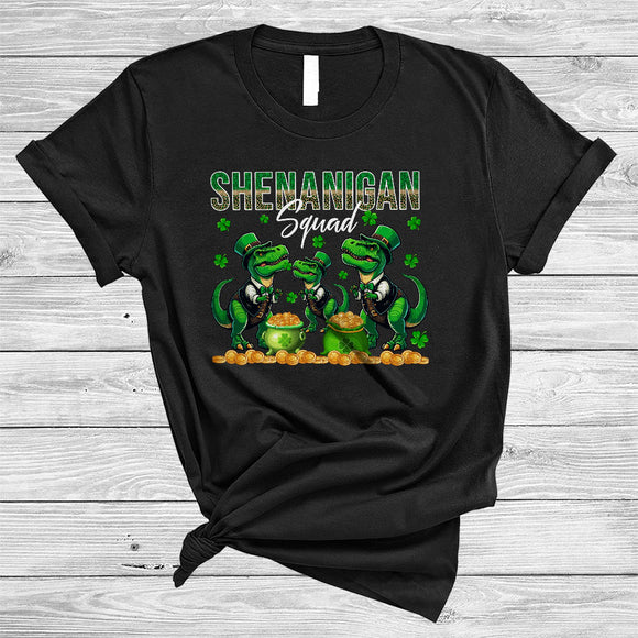 MacnyStore - Shenanigan Squad, Amazing St. Patrick's Day Three T-Rex Animal Shamrock, Family Group T-Shirt