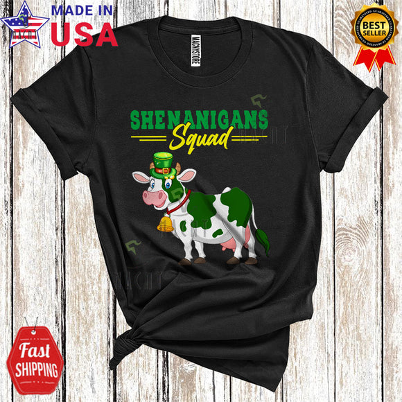 MacnyStore - Shenanigans Squad Cute Happy St. Patrick's Day Leprechaun Cow Farmer Matching Family Group T-Shirt