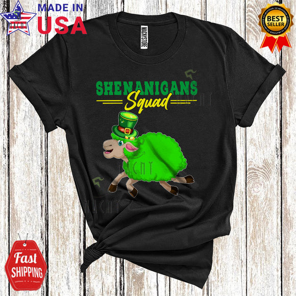 MacnyStore - Shenanigans Squad Cute Happy St. Patrick's Day Leprechaun Sheep Farmer Matching Family Group T-Shirt