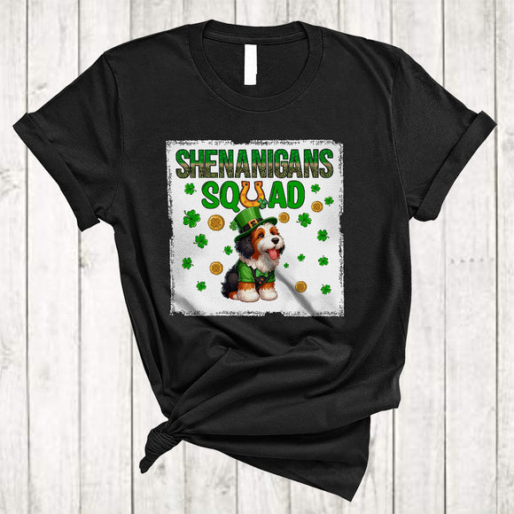 MacnyStore - Shenanigans Squad, Lovely St. Patrick's Day Bernedoodle Lover, Shamrock Bernedoodle Irish Family Group T-Shirt