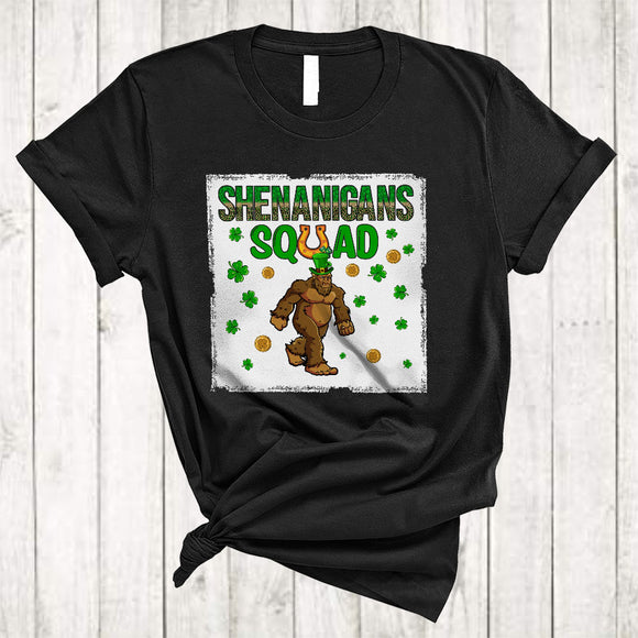 MacnyStore - Shenanigans Squad, Lovely St. Patrick's Day Bigfoot Lover, Shamrock Bigfoot Irish Family Group T-Shirt