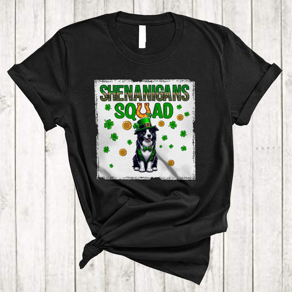MacnyStore - Shenanigans Squad, Lovely St. Patrick's Day Border Collie Lover, Shamrock Border Collie Irish Family Group T-Shirt