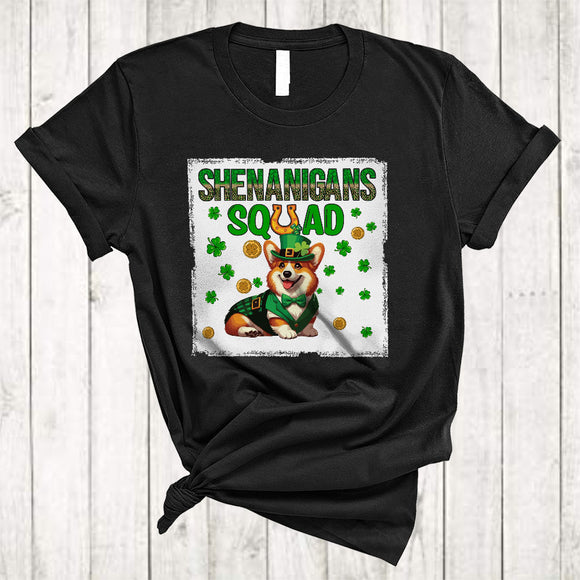 MacnyStore - Shenanigans Squad, Lovely St. Patrick's Day Corgi Lover, Shamrock Corgi Irish Family Group T-Shirt