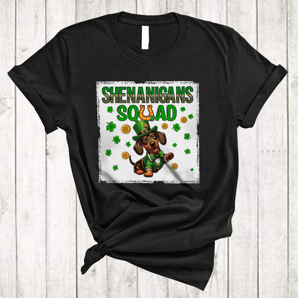 MacnyStore - Shenanigans Squad, Lovely St. Patrick's Day Dachshund Lover, Shamrock Dachshund Irish Family Group T-Shirt