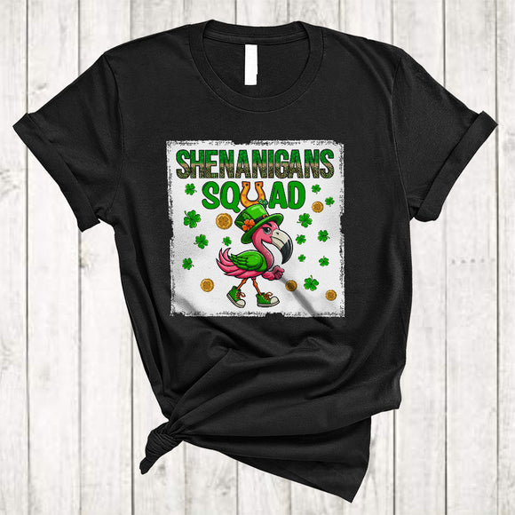 MacnyStore - Shenanigans Squad, Lovely St. Patrick's Day Flamingo Lover, Shamrock Flamingo Irish Family Group T-Shirt
