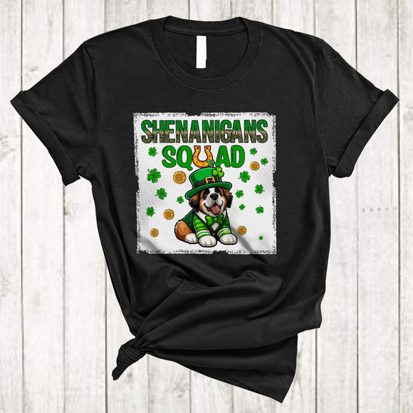 MacnyStore - Shenanigans Squad, Lovely St. Patrick's Day St. Bernard Lover, Shamrock St. Bernard Irish Family Group T-Shirt