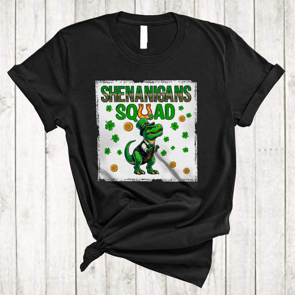 MacnyStore - Shenanigans Squad, Lovely St. Patrick's Day T-Rex Lover, Shamrock T-Rex Irish Family Group T-Shirt
