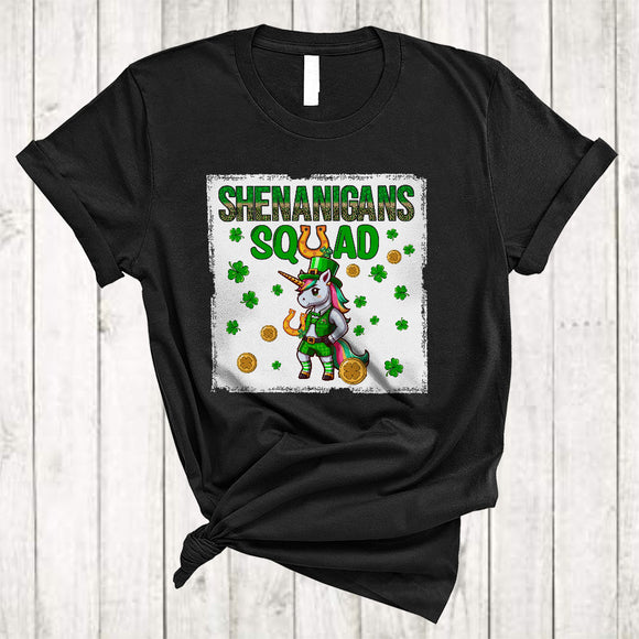 MacnyStore - Shenanigans Squad, Lovely St. Patrick's Day Unicorn Lover, Shamrock Unicorn Irish Family Group T-Shirt