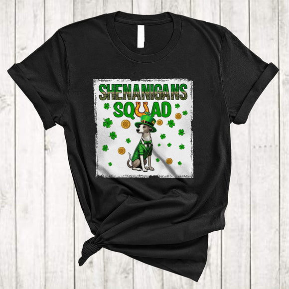 MacnyStore - Shenanigans Squad, Lovely St. Patrick's Day Whippet Lover, Shamrock Whippet Irish Family Group T-Shirt