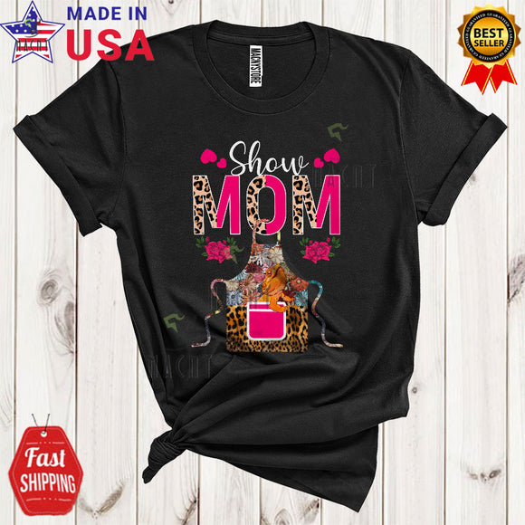 MacnyStore - Show Mom Cute Funny Mother's Day Bearded Dragon In Flowers Leopard Apron Lunch Lady Chef T-Shirt
