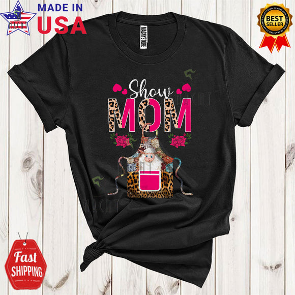 MacnyStore - Show Mom Cute Funny Mother's Day Sheep In Flowers Leopard Apron Lunch Lady Chef T-Shirt