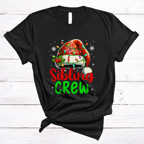 MacnyStore - Sibling Crew, Awesome Funny Christmas Lights Santa Hat, Matching X-mas Family Group T-Shirt