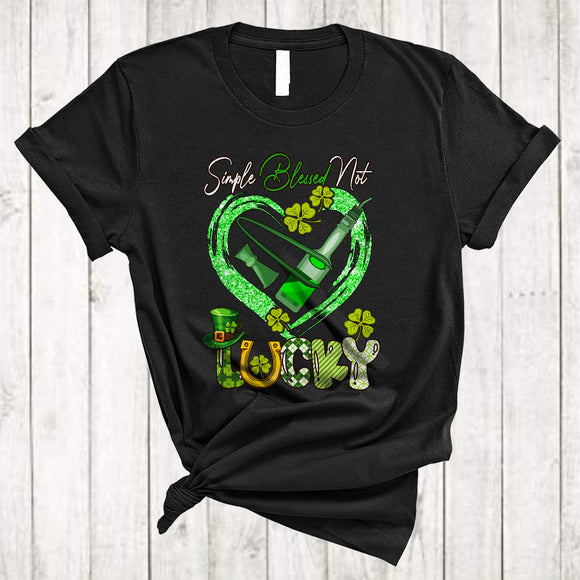 MacnyStore - Simple Blessed Not Lucky, Awesome St. Patrick's Day Green Shamrocks Heart Shape, Bartender Group T-Shirt