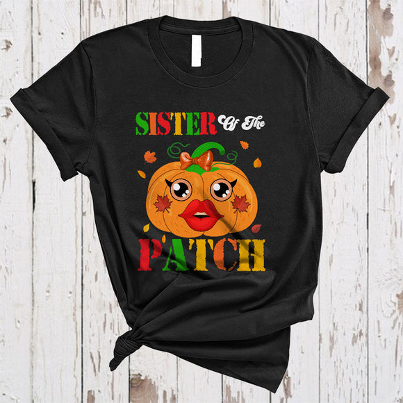 MacnyStore - Sister Of The Patch, Adorable Funny Thanksgiving Pumpkin Fall Leaf, Matching Family Group T-Shirt