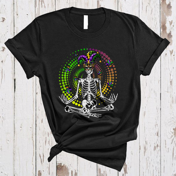 MacnyStore - Skeleton Jester Hat Yoga Workout, Amazing Mardi  Gras Skeleton, Yoga Fitness Group T-Shirt