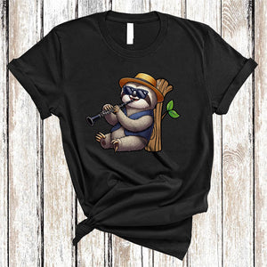 MacnyStore - Sloth Playing Clarinet, Lovely Sloth Sunglasses Animal Lover, Musical Instruments Player T-Shirt
