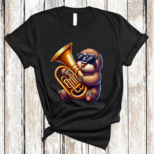 MacnyStore - Sloth Playing Tuba, Lovely Sloth Sunglasses Animal Lover, Musical Instruments Player T-Shirt