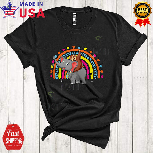 MacnyStore - Sloth Riding Elephant Funny Cool Rainbow Sloth Elephant Matching Zoo Animal Lover T-Shirt