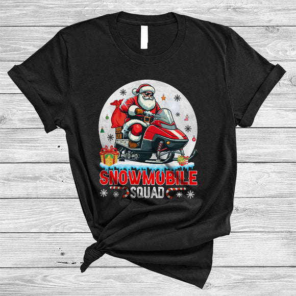 MacnyStore - Snowmobile Squad, Awesome Cool Christmas Santa Snowmobile Lover, X-mas Family Group T-Shirt