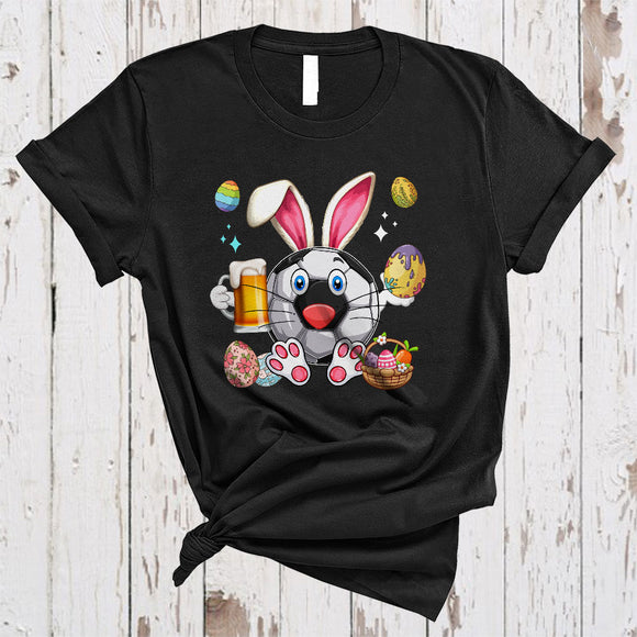 MacnyStore - Soccer Bunny Drinking Beer, Awesome Easter Soccer Sport Player Team, Drunker Group T-Shirt