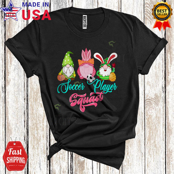 MacnyStore - Soccer Player Squad Cool Cute Easter Day Three Bunnies Hunting Eggs Sport Group T-Shirt