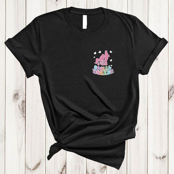 MacnyStore - Social Worker Tools In Pocket, Adorable Valentine Hearts, Matching Social Worker Family Group T-Shirt