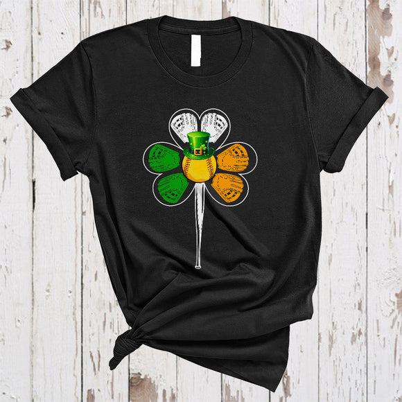 MacnyStore - Softball Clover Leaf Irish Flag, Amazing St. Patrick's Day Shamrock Shape, Sport Player Team T-Shirt