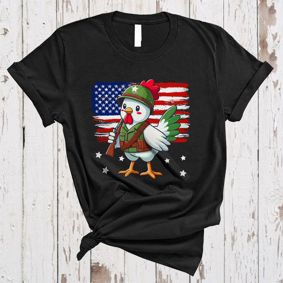 MacnyStore - Soldier Chicken, Adorable Veteran Military Chicken Lover, Proud Soldier US Veteran Animal Lover T-Shirt