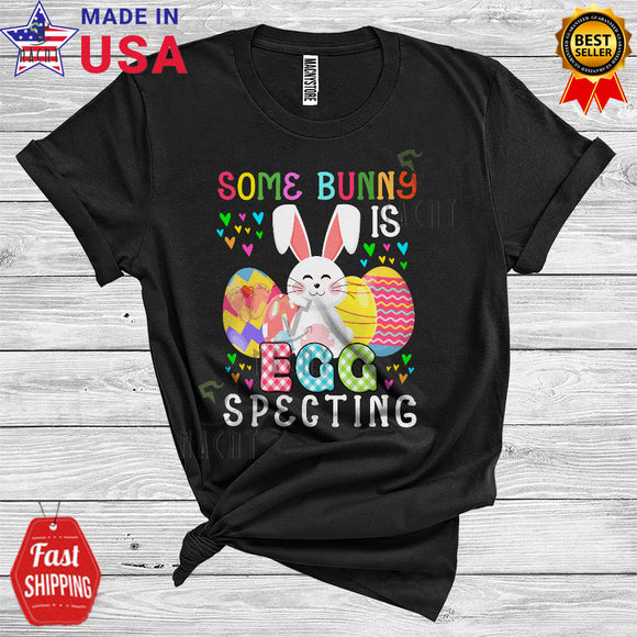 MacnyStore - Some Bunny Is Eggspecting Funny Cute Baby Pregnancy Announcement Easter Day Plaid Bunny Egg Hunt T-Shirt