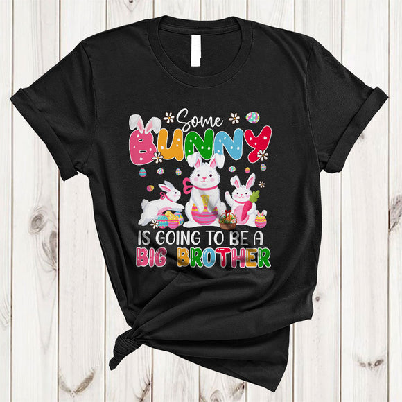 MacnyStore - Some Bunny Is Going To Be A Big Brother, Lovely Pregnancy Announcement Three Bunnies, Flowers T-Shirt