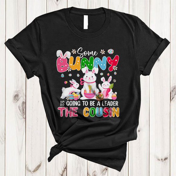MacnyStore - Some Bunny Is Going To Be A Leader Of The Cousin, Lovely Pregnancy Three Bunnies, Flowers T-Shirt