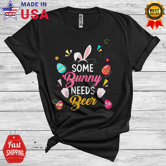 MacnyStore - Some Bunny Needs Beer Cool Cute Easter Egg Hunt Bunny Costume Beer Drinking Drunk Lover T-Shirt
