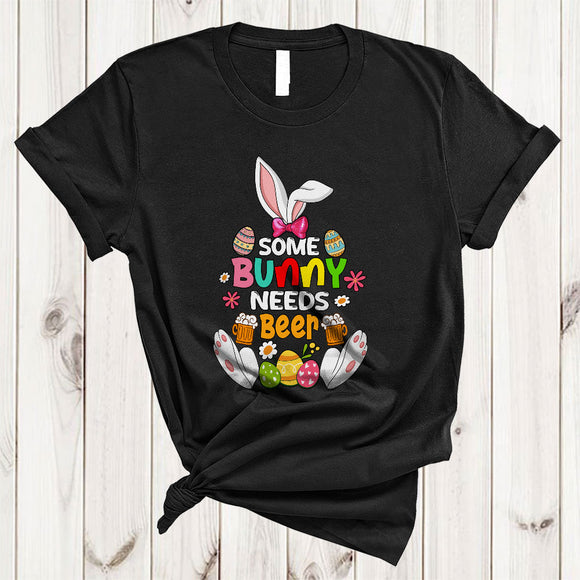 MacnyStore - Some Bunny Needs Beer, Humorous Easter Day Flowers Bunny, Drinking Drunker Egg Hunting T-Shirt