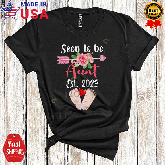 MacnyStore - Soon To Be Aunt 2023 Cool Cute Mother's Day Family Roses Pregnancy Announcement T-Shirt