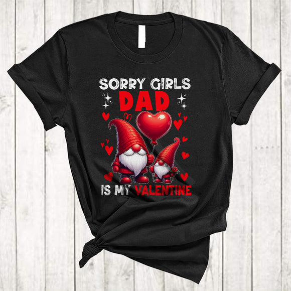 MacnyStore - Sorry Girls Dad Is My Valentine, Joyful Valentine's Day Gnomes Heart Balloon, Boys Family Group T-Shirt