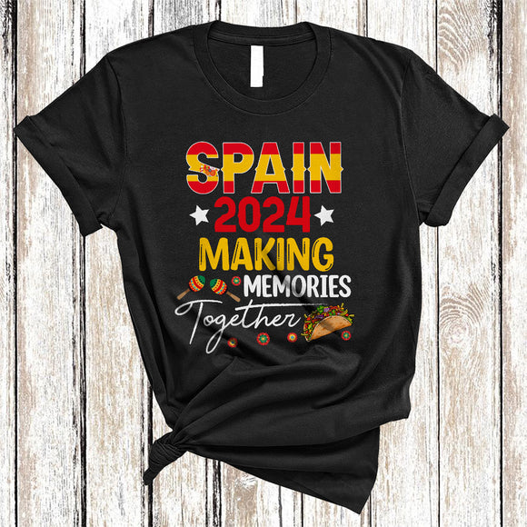 MacnyStore - Spain 2024 Making Memories Together, Awesome Proud Spain Flag, Patriotic Friends Family Group T-Shirt