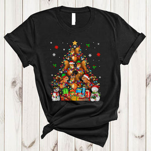 MacnyStore - Squirrel Christmas Tree, Adorable X-mas Lights Snow Around, Squirrel Animal Snowman T-Shirt