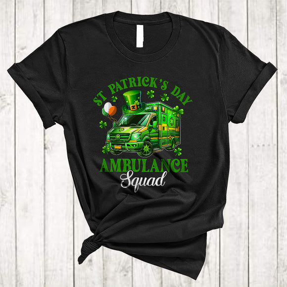 MacnyStore - St Patrick's Day Ambulance Squad, Amazing St. Patrick's Day Ambulance Driver, Irish Lucky Shamrock T-Shirt