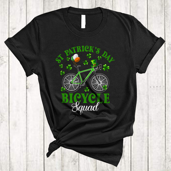 MacnyStore - St Patrick's Day Bicycle Squad, Amazing St. Patrick's Day Bicycle Rider, Irish Lucky Shamrock T-Shirt