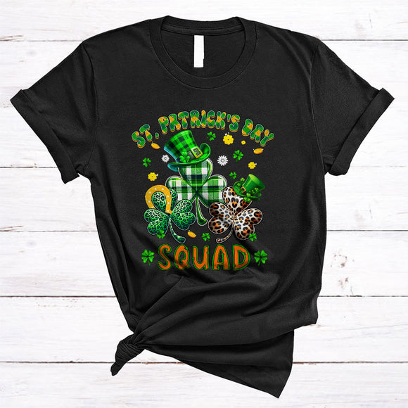 MacnyStore - St. Patrick's Day Coordinator, Amazing Three Leopard Plaid Shamrocks, Lucky Irish Family Group T-Shirt