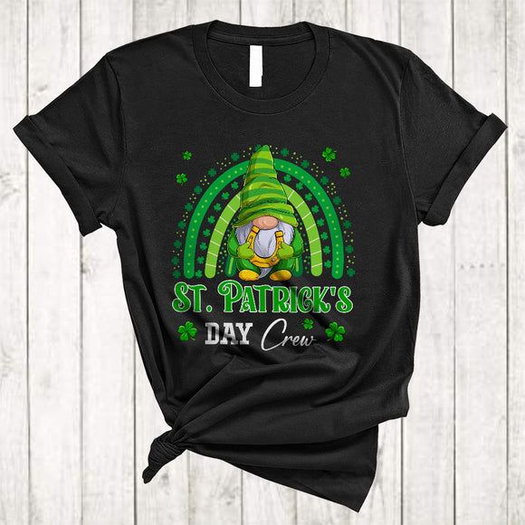 MacnyStore - St. Patrick's Day Crew, Lovely Dabbing Gnome Leprechaun, Rainbow Shamrocks Animal Lover T-Shirt