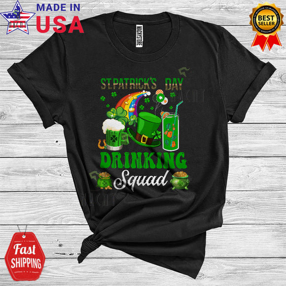 MacnyStore - St. Patrick's Day Drinking Squad Funny Happy St. Patrick's Day Shamrock Leopard Beer Leprechaun Drunk T-Shirt