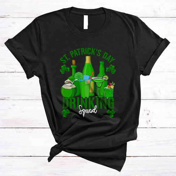 MacnyStore - St. Patrick's Day Drinking Squad, Cheerful St. Patrick's Day Lucky Shamrock, Drunk Drinking Team T-Shirt
