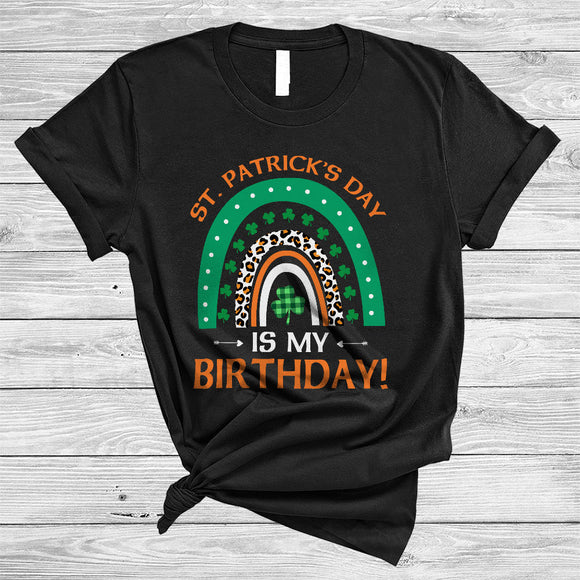 MacnyStore - St. Patrick's Day Is My Birthday, Amazing Plaid Shamrock Leopard Rainbow, Family Group T-Shirt