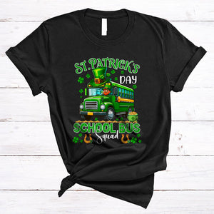 MacnyStore - St. Patrick's Day School Bus Squad, Amazing Lucky Shamrock, Irish School Bus Driver Group T-Shirt
