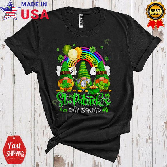 MacnyStore - St. Patrick's Day Squad Cute Funny St. Patrick's Day Rainbow Shamrock Three Gnomes Lover T-Shirt