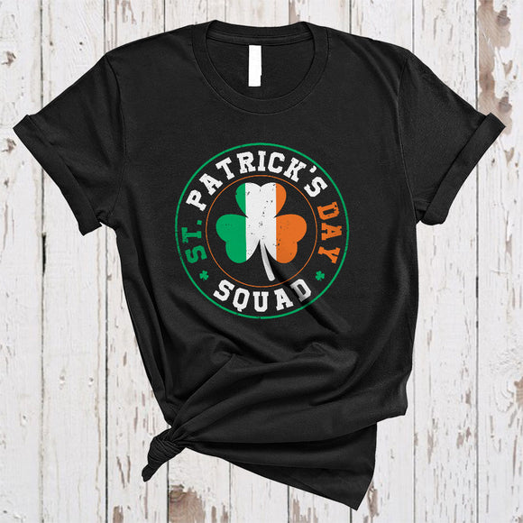 MacnyStore - St. Patrick's Day Squad, Cool St. Patrick's Day Vintage Irish Flag Shamrock, Family Proud T-Shirt